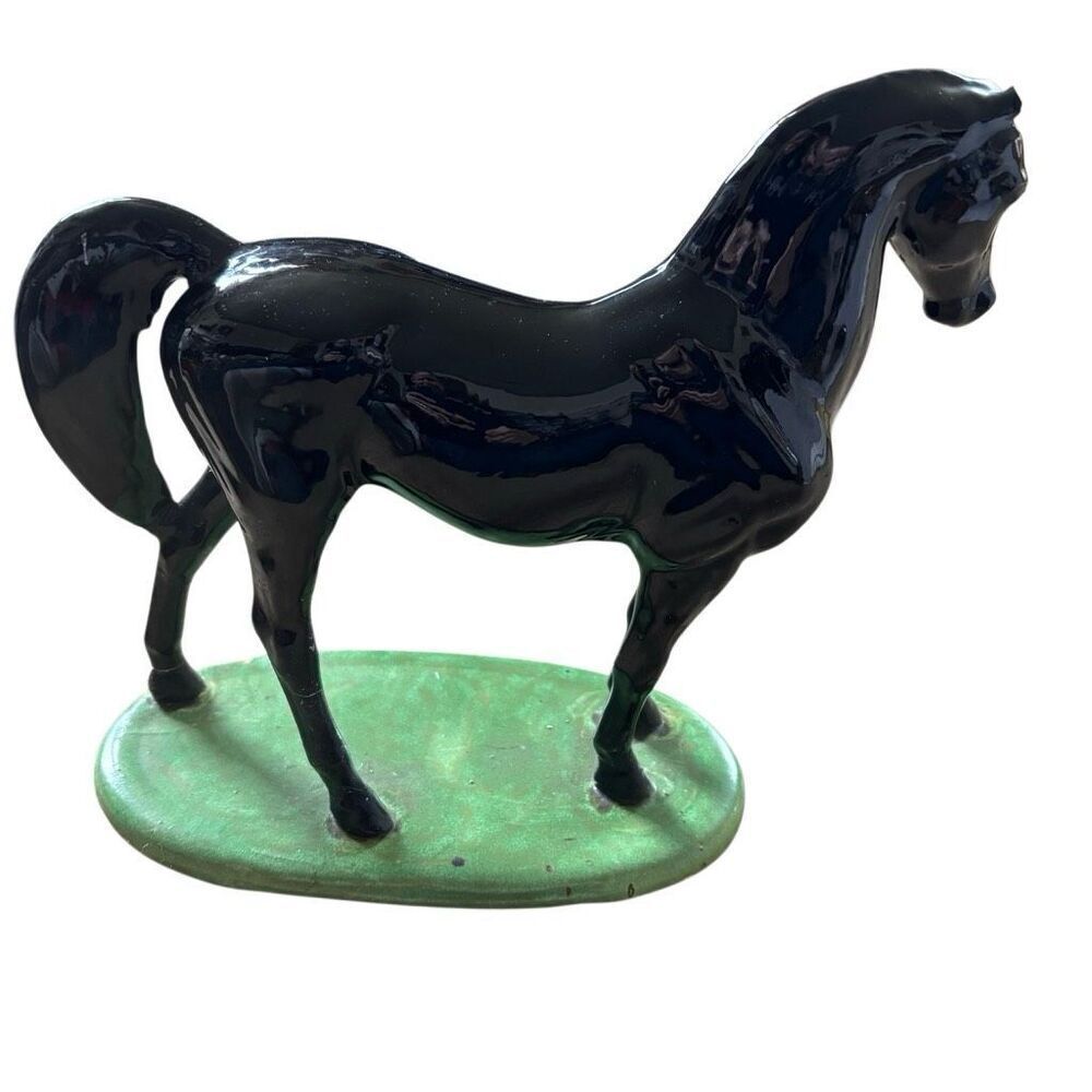 Vintage Atlantic Mold Ceramic Hand Painted Stallion *Repaired*